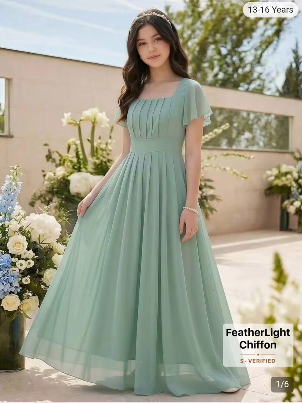 SHEIN Teen Mint Green Pleated Maxi Dress